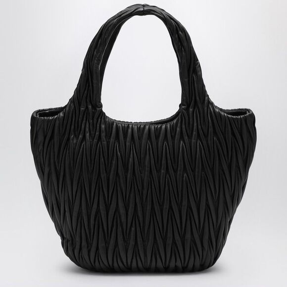 Miu Miu Miu Wander Shopping Bag Black Matelassé Women - Picture 2 of 6